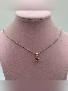 Sterling Silver Pink Gemstone Pendant Necklace